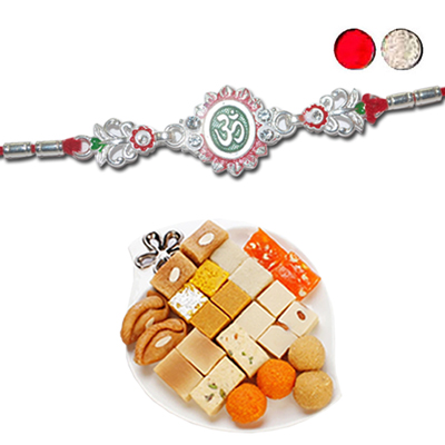 "Rakhi - SIL-6020 A (Single Rakhi), 500gms of Assorted Sweets - Click here to View more details about this Product